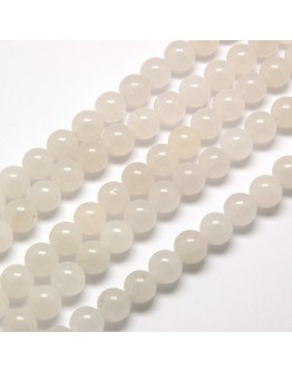 Natural Malaysia Jade Bead Strands, Round Beads, White, 8mm, Hole: 1mm; about 49pcs/strand, 15.4"