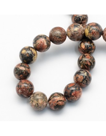 Natural Leopardskin Round Beads Strands, 8.5mm, Hole: 1.2mm; about 47pcs/strand, 15.5"