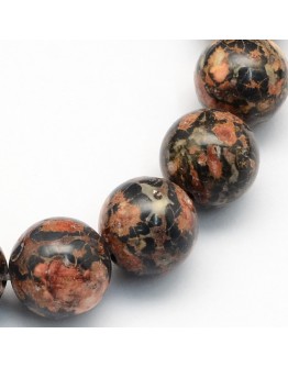 Natural Leopardskin Round Beads Strands, 8.5mm, Hole: 1.2mm; about 47pcs/strand, 15.5"
