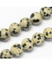 Natural Dalmatian Jasper Stone Bead Strands, Round, 8mm, Hole: 1mm; about 48pcs/strand, 14.9"