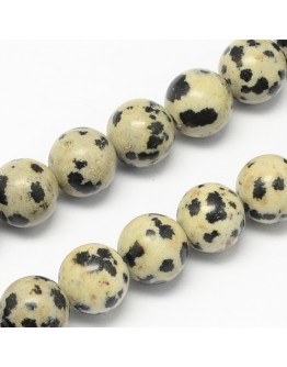 Natural Dalmatian Jasper Stone Bead Strands, Round, 8mm, Hole: 1mm; about 48pcs/strand, 14.9"