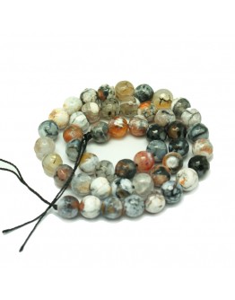 Natural Fire Agate Beads Strands, Round, Dyed, Snow, 8mm, Hole: 1mm; about 47pcs/strand, 15.35"