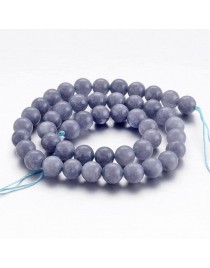 Dyed Natural Quartz Round Bead Strands, Imitation Aquamarine, 8~9mm, Hole: 1mm; about 46pcs/strand, 15.3"