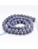 Dyed Natural Quartz Round Bead Strands, Imitation Aquamarine, 8~9mm, Hole: 1mm; about 46pcs/strand, 15.3"