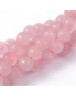 Natural Rose Quartz Beads Strands, Faceted, Round, Pink, 8mm, Hole: 1mm