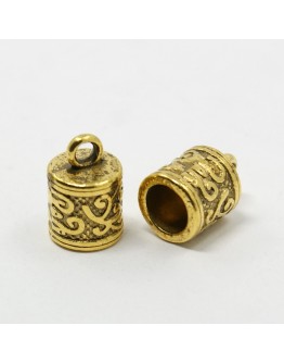 Tibetan Silver Pendants, Lead Free and Cadmium Frees, Tubbish, Antique Golden, about 13mm long, 8.5mm thick，hole: 6mm