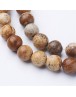 Gemstone Beads Strands, Natural Picture Jasper, Round, about 8mm in diameter, hole: about 1mm, 15~16"