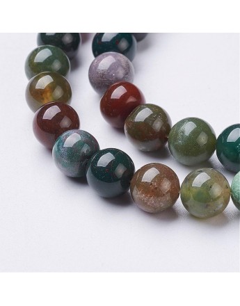 Gemstone Beads Strands, Natural Indian Agate, Round, about 8mm in diameter, hole: about 1mm, 15~16"