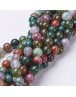 Gemstone Beads Strands, Natural Indian Agate, Round, about 8mm in diameter, hole: about 1mm, 15~16"