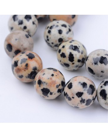 Natural Dalmatian Jasper Beads Strands, Round, 10~10.5mm, Hole: 1.2mm; about 36pcs/strand, 15.5"