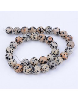 Natural Dalmatian Jasper Beads Strands, Round, 10~10.5mm, Hole: 1.2mm; about 36pcs/strand, 15.5"