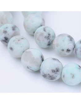 Natural Sesame Jasper Beads Strands, Round, Frosted, 10~10.5mm, Hole: 1.2mm; about 36pcs/strand, 15.5"