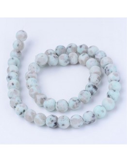 Natural Sesame Jasper Beads Strands, Round, Frosted, 10~10.5mm, Hole: 1.2mm; about 36pcs/strand, 15.5"