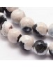 Natural Fire Agate Bead Strands, Round, Faceted, Dyed & Heated, White, 10mm, Hole: 1mm; about 37pcs/strand, 15"