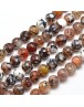 Dyed Natural Agate Faceted Round Beads Strands, SandyBrown, 10mm, Hole: 1mm; about 38pcs/strand, 15"