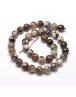 Dyed Natural Agate Faceted Round Beads Strands, Camel, 10mm, Hole: 1mm; about 38pcs/strand, 15"