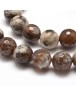 Dyed Natural Agate Faceted Round Beads Strands, Camel, 10mm, Hole: 1mm; about 38pcs/strand, 15"