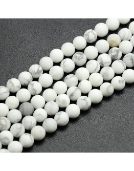 Frosted Howlite Round Bead Strands, 8mm, Hole: 1mm; about 47~49pcs/strand, 14.9~15.6"