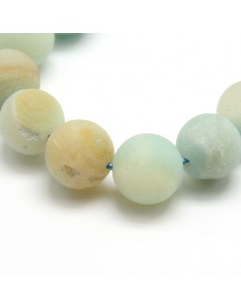 Frosted Natural Amazonite Round Bead Strands, 10mm, Hole: 1mm; about 37~39pcs/strand, 14.9~15.6"