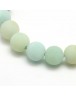 Frosted Natural Amazonite Round Bead Strands, 8mm, Hole: 1mm; about 47~49pcs/strand, 14.9~15.6"