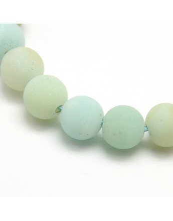 Frosted Natural Amazonite Round Bead Strands, 8mm, Hole: 1mm; about 47~49pcs/strand, 14.9~15.6"