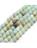 Frosted Natural Amazonite Round Bead Strands, 8mm, Hole: 1mm; about 47~49pcs/strand, 14.9~15.6"