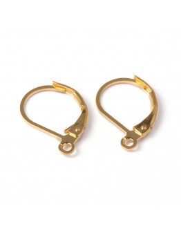 Brass Lever Back Hoop Earrings, Lead Free and Cadmium Free, Golden, about 10mm wide, 15mm long, hole: 1mm