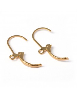 Brass Lever Back Hoop Earrings, Lead Free and Cadmium Free, Golden, about 10mm wide, 15mm long, hole: 1mm