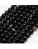 Natural Black Striped Agate Beads Strands, Faceted, Dyed, Round, Black, 10mm, Hole: 1.2mm, about 38pcs/strand, 15"