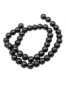 Non-Magnetic Synthetic Hematite Beads Strands, Round, Black, 8mm, Hole: 1.5mm; about 53pcs/strand