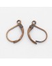 Brass Lever Back Hoop Earrings, Lead Free and Cadmium Free, Red Copper, Size: about 10mm wide, 15mm long, hole: 1mm