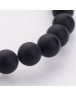 Grade A Round Frosted Black Agate, Natural Gemstone Beads Strands, 8mm, Hole: 1.2mm; about 48pcs/strand, 16"