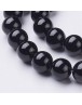 Natural Black Agate Round Beads Strands, Grade A, Dyed, 8mm, Hole: 1mm; about 52pcs/strand, 15.5"