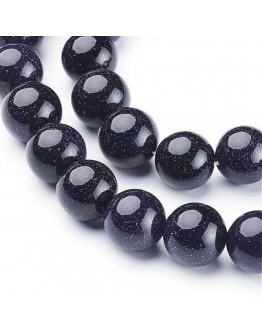 Synthetic Blue Goldstone Beads Strands, Round, 10mm
