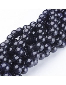 Synthetic Blue Goldstone Beads Strands, Round, 10mm