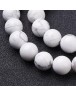 Gemstone Beads Strands, Natural Howlite Round Beads, White, about 8mm in diameter, hole: about 1mm, 15~16"