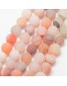Natural Agate Bead Strands, Frosted, Round, Dyed & Heated, PeachPuff, 10mm, Hole: 1mm; about 37pcs/strand, 15"