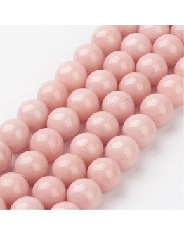 Natural Mashan Jade Round Beads Strands, Dyed, LightSalmon, 10mm, Hole: 1mm; about 41pcs/strand, 15.7"