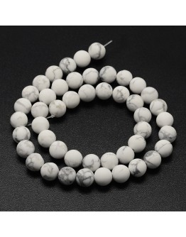 Natural Howlite Beads Strands, Frosted, Round, 10mm, Hole: 1mm; about 38pcs/strand, 14.9"