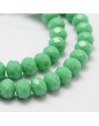 Glass Beads Strands, Faceted Abacus , MediumSeaGreen, 8x6mm, Hole: 1mm; about 72pcs/strand, 17"