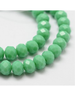 Glass Beads Strands, Faceted Abacus , MediumSeaGreen, 8x6mm, Hole: 1mm; about 72pcs/strand, 17"