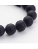 Grade A Round Frosted Black Agate, Natural Gemstone Beads Strands, 10mm, Hole: 1mm; about 39pcs/strand, 16"
