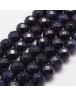 Synthetic Blue Goldstone Beads Strands, Dyed & Heated, Faceted, Round, 10mm, Hole: 1.2mm; 39pcs/strand, 15.7"