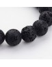 Natural Lava Beads Strands, Black, Round, about 12mm in diameter, hole: 1mm, about 34pcs/strand, 16"