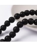 Natural Lava Beads Strands, Round, Black, about 10mm in diameter, hole: 1mm, about 40pcs/strand, 16"