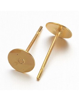 Brass Earstud Components, Golden, 11x6.5x6x0.8mm