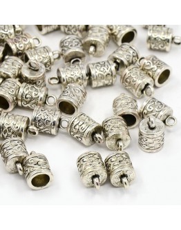 Tibetan Silver Pendants, Tubbish, Lead Free and Cadmium Free, Antique Silver, about 13mm long, 8.5mm thick，hole: 6mm