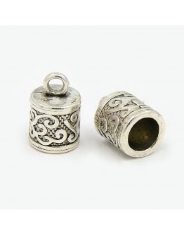 Tibetan Silver Pendants, Tubbish, Lead Free and Cadmium Free, Antique Silver, about 13mm long, 8.5mm thick，hole: 6mm