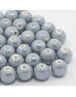 Handmade Porcelain Beads, Pearlized, Round, DarkGray, 14mm, Hole: 2mm