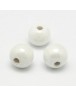 Handmade Porcelain Beads, Pearlized, Round, White, 14mm, Hole: 2mm